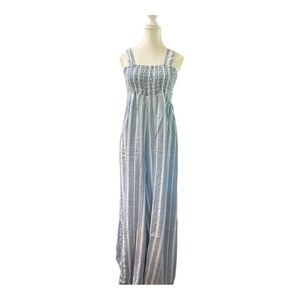 Tractr Blue & White Striped Wide-Leg Jumpsuit – Size 12/31